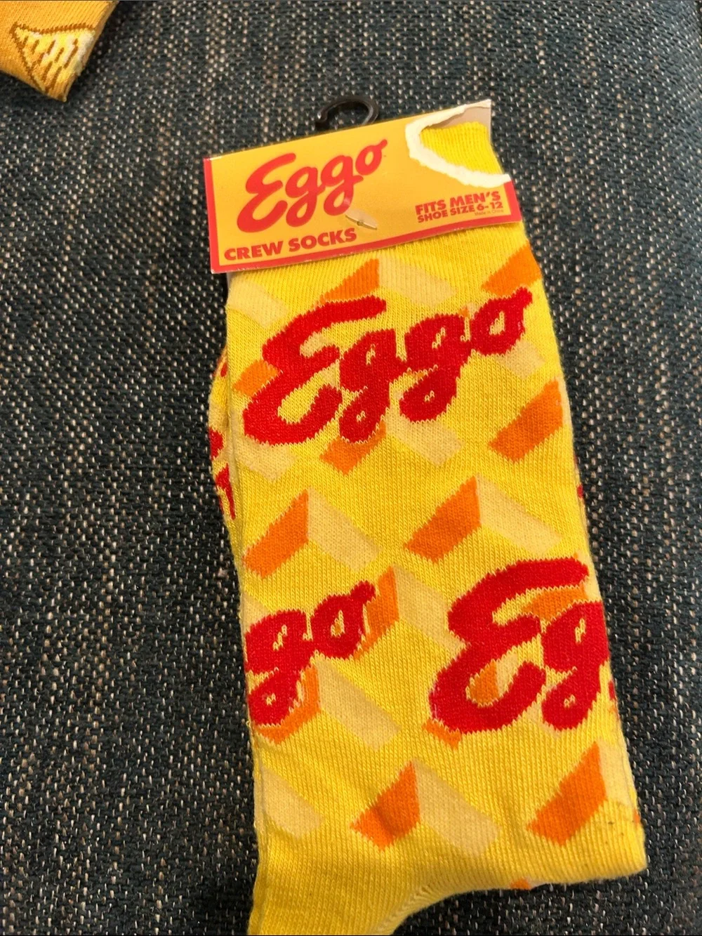 Men’s Yellow Crew Socks with Red Logo